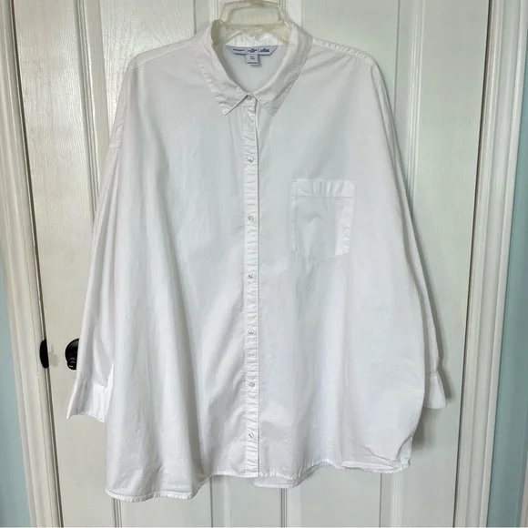 Old Navy Oversized Button-Down Boyfriend Shirt XXL White Casual Office Coverup - Picture 2 of 10